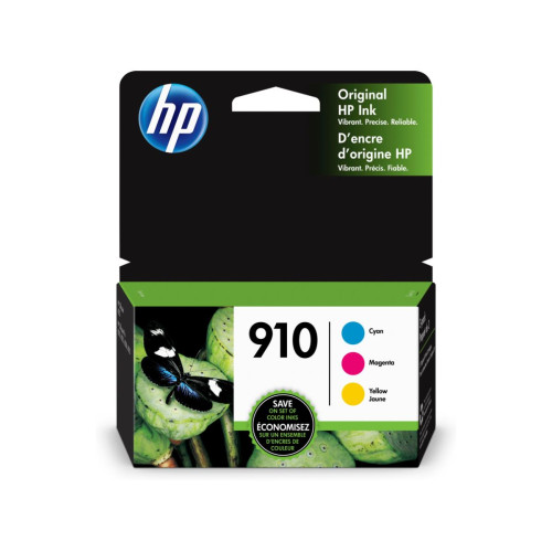 HP 910 Cyan, Magenta & Yellow Original Ink, 3 Cartridges (3YN97AN)
