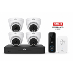 Uniview 4-Camera Smart Security Kit + Video Doorbell Package Uniview 4-Camera Smart Security Kit + Video Doorbell Package